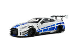 1:18 Nissan R35 GTR Liberty Walk 2.0 -- White w/Blue Stripes -- Solido