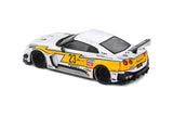 1:43 Nissan GTR R35 LB Silhouette Liberty Walk -- #23 White/Yellow -- Solido