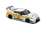 1:43 Nissan GTR R35 LB Silhouette Liberty Walk -- #23 White/Yellow -- Solido