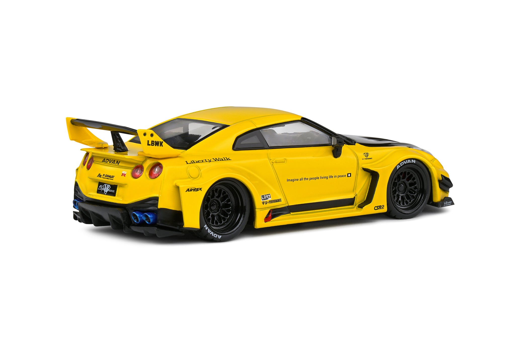 1:43 Nissan GTR R35 LB Silhouette Liberty Walk -- Yellow/Black -- Soli