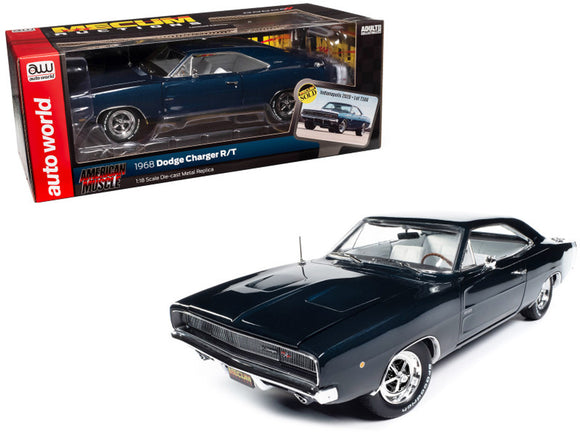 1:18 1968 Dodge Charger R/T --  Metallic Blue with White Stripes -- American Mus