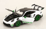 1:18 Porsche 911 (992) GT3 RS Coupe 2022 -- White w/Green Stripes -- Norev