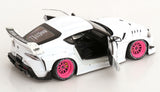 1:18 Toyota GR Supra (A90) Liberty Walk -- White w/Pink Wheels -- Solido