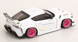 1:18 Toyota GR Supra (A90) Liberty Walk -- White w/Pink Wheels -- Solido