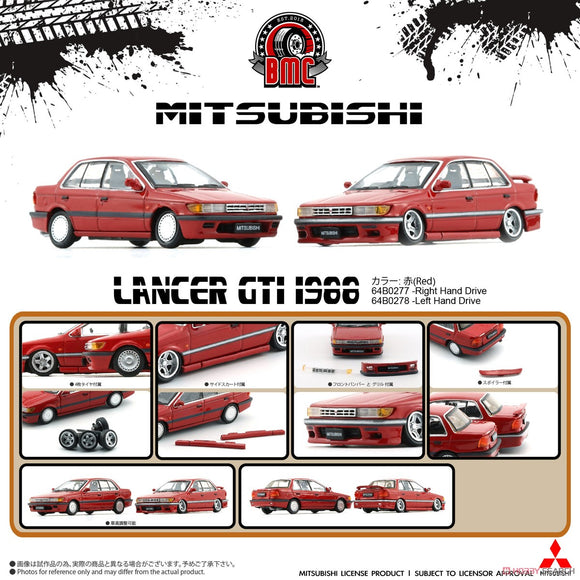 1:64 Mitsubishi Lancer GTI 1988 -- Red -- BM Creations