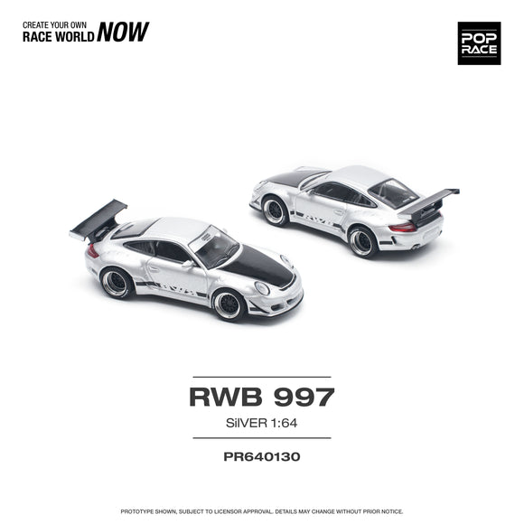 1:64 RWB 997 -- Silver -- Pop Race Porsche 911