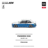 (Pre-Order) 1:64 BMW E30 PANDEM -- Silver/Blue -- Pop Race