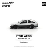 (Pre-Order) 1:64 Toyota AE86 RWB -- White/Black -- Pop Race