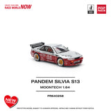 (Pre-Order) 1:64 Nissan Silvia S13 PANDEM -- Moontech Red/Silver -- Pop Race