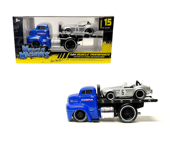 1:64 1950 Ford COE Flatbed & 1964 Shelby Cobra -- Muscle Machines Transports