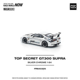 (Pre-Order) 1:64 Toyota Supra (A80) TOP SECRET GT300 -- Chrome Silver -- Pop Race