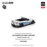 (Pre-Order) 1:64 Nissan R35 GTR LB-Works Final Edition -- Silver / Blue -- Pop Race
