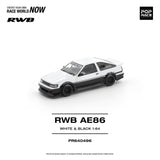 (Pre-Order) 1:64 Toyota AE86 RWB -- White/Black -- Pop Race