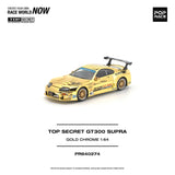 (Pre-Order) 1:64 Toyota Supra (A80) TOP SECRET GT300 -- Chrome Gold -- Pop Race PR640274