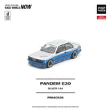 (Pre-Order) 1:64 BMW E30 PANDEM -- Silver/Blue -- Pop Race