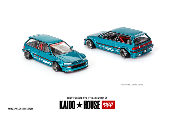 (Pre-Order) 1:64 Honda Civic (EF) Kaido Works V1 - Tahitian Green -- KaidoHouse x Mini GT KHMG126