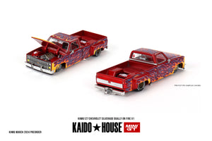 (Pre-Order) 1:64 Chevrolet Silverado -- Dually on Fire V1 -- KaidoHouse x Mini GT KHMG127