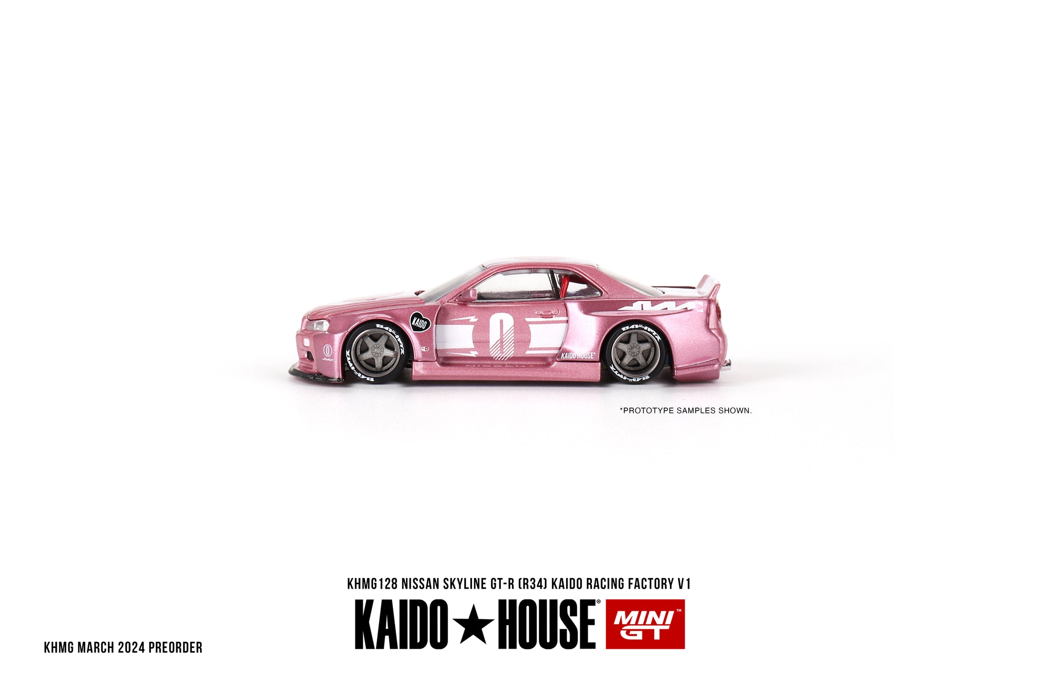 Pre-Order) 1:64 Nissan Skyline GT-R R34 Kaido Racing V1 -- Pink -- Ka