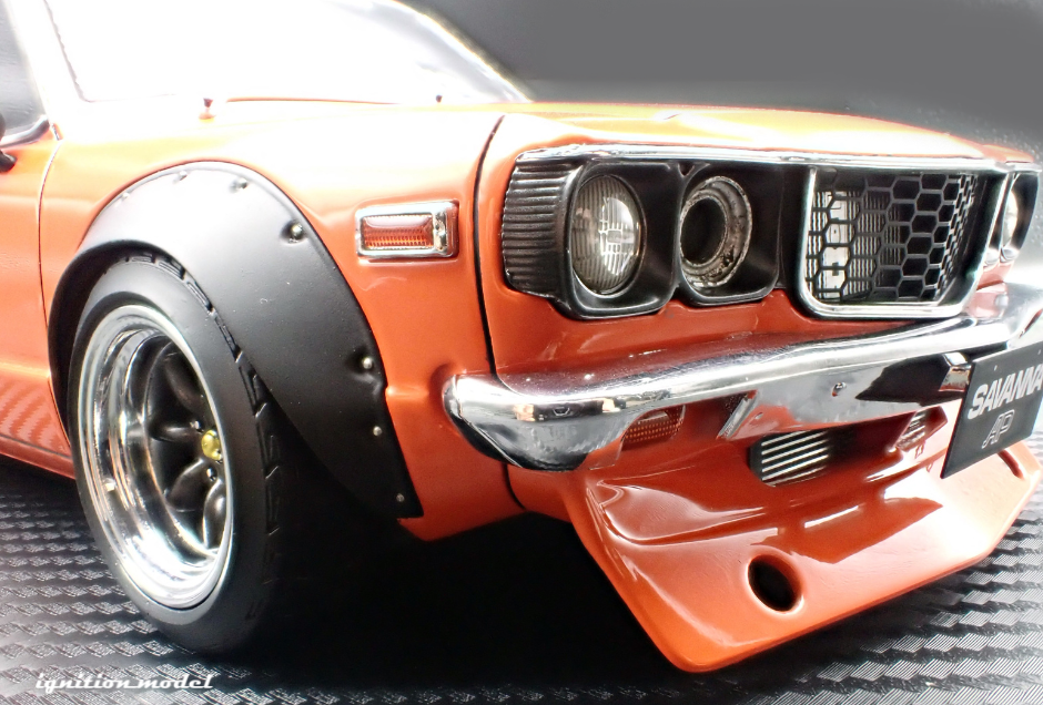 Pre-Order) 1:18 Mazda RX3 Savanna (S124A) Semi Works -- Orange -- Ign