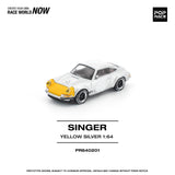 (Pre-Order) 1:64 Porsche 911 by Singer -- SCCS Homage - Yellow/Silver -- Pop Race