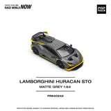 1:64 Lamborghini Huracan STO -- Matte Grey w/Yellow Accents -- Pop Race