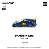 (Pre-Order) 1:64 Honda Civic EG6 Pandem -- Sunoco Blue/Yellow -- Pop Race