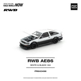 (Pre-Order) 1:64 Toyota AE86 RWB -- White/Black -- Pop Race