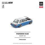 (Pre-Order) 1:64 BMW E30 PANDEM -- Silver/Blue -- Pop Race