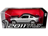 1:18 2011 Shelby GT500 Mustang -- Silver w/Black Stripes -- Greenlight Ford