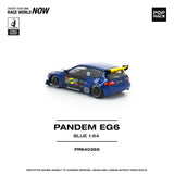 (Pre-Order) 1:64 Honda Civic EG6 Pandem -- Sunoco Blue/Yellow -- Pop Race