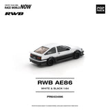 (Pre-Order) 1:64 Toyota AE86 RWB -- White/Black -- Pop Race