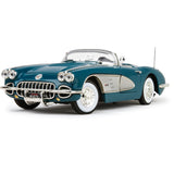 1:18 1958 Chevrolet Corvette -- Turquoise Blue -- MotorMax: Timeless Legends 73109