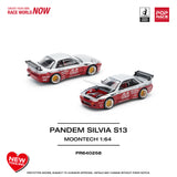 (Pre-Order) 1:64 Nissan Silvia S13 PANDEM -- Moontech Red/Silver -- Pop Race