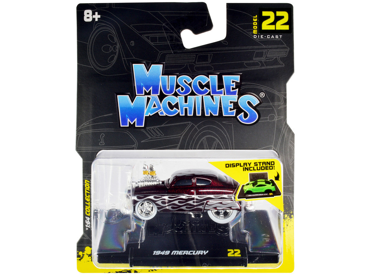 1:64 1949 Mercury Custom Coupe -- Dark Red w/Flames -- Muscle Machines
