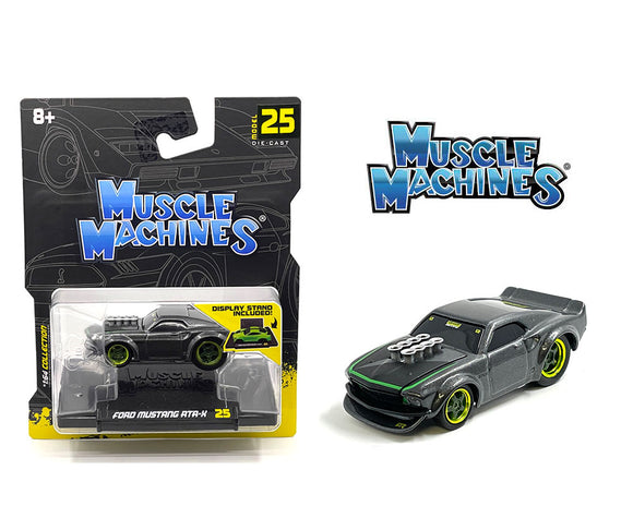 1:64 1969 Ford Mustang RTR-X -- Black/Green -- Muscle Machines