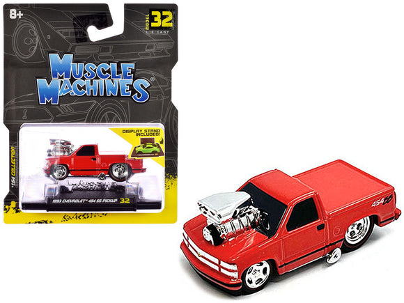 1:64 1993 Chevrolet 454 SS Pickup -- Red -- Muscle Machines