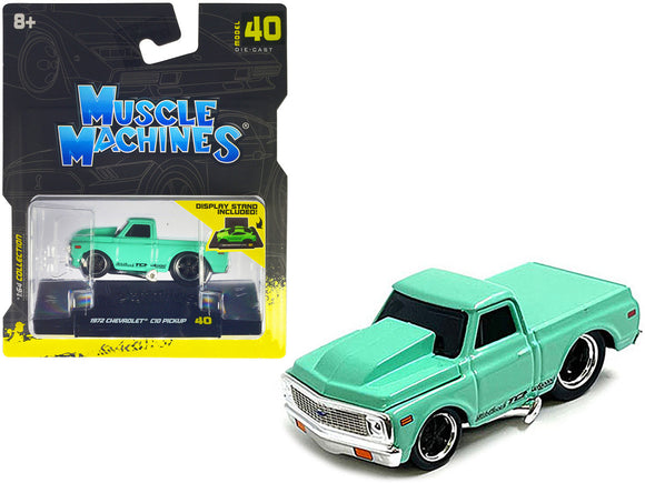1:64 1972 Chevrolet C10 Pickup -- Light Green -- Muscle Machines