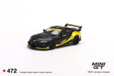 1:64 Toyota GR Supra LB-Works -- Matte Black/Yellow -- Mini GT
