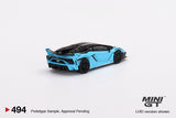 1:64 Lamborghini Aventador LB-Silhouette WORKS GT EVO -- Baby Blue -- Mini GT