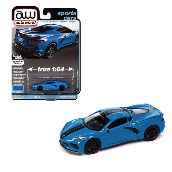 1:64 2020 Chevrolet Corvette -- Rapid Blue -- Auto World