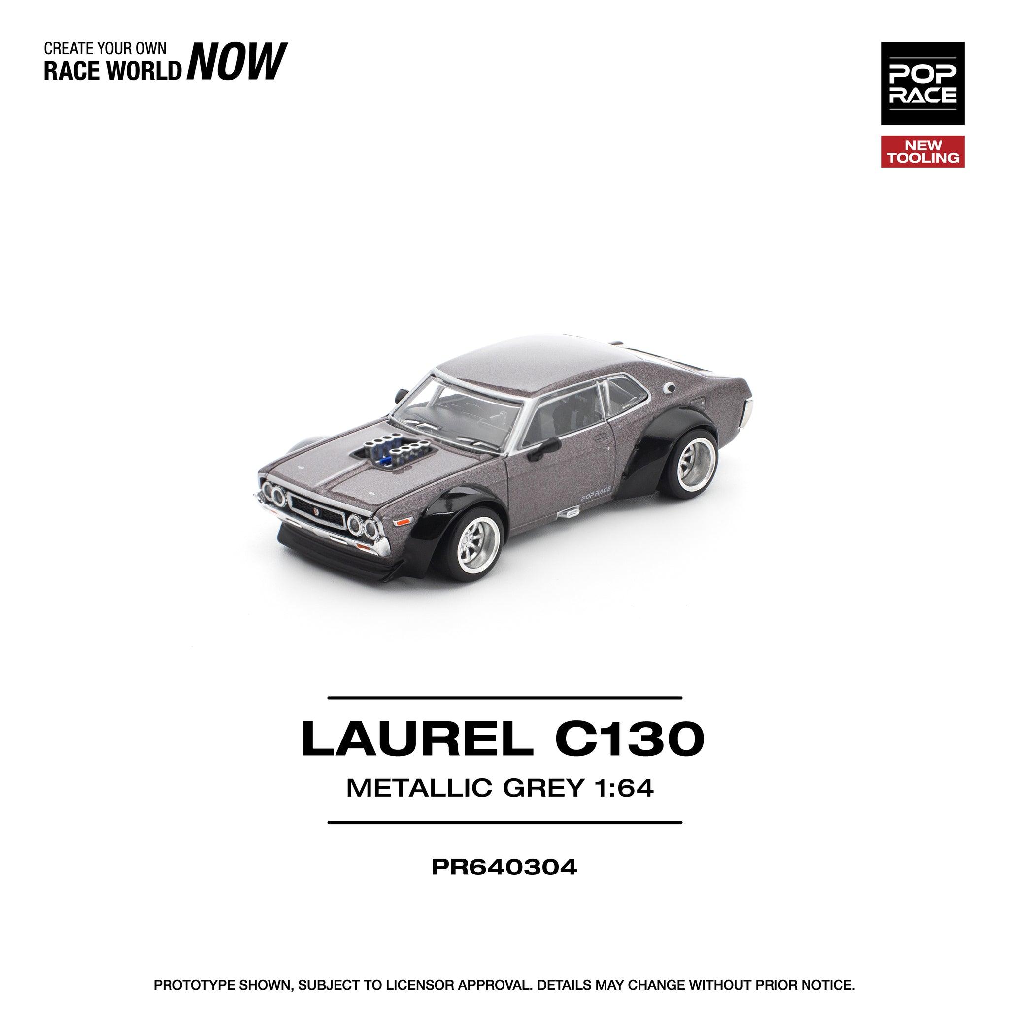 Pre-Order) 1:64 Nissan Laurel C130 -- Metallic Grey -- Pop Race