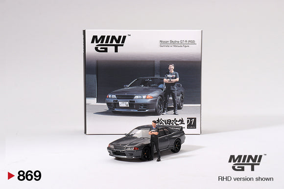 1:64 Nissan Skyline GT-R R32 NISMO -- Grey w/Matsuda Figure  -- Mini GT MGT00869