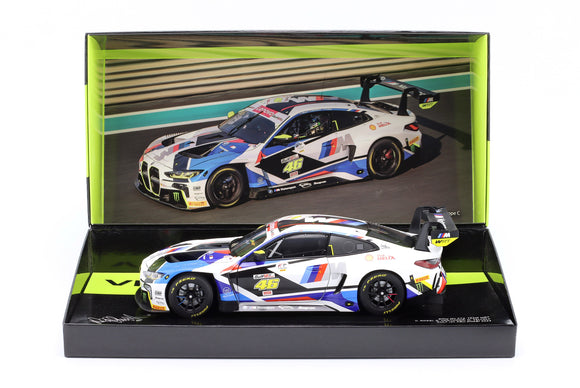 (Pre-Order) 1:18 2023 12 Hours of Abu Dhabi -- #46 Valentino Rossi BMW M4 GT3 -- Minichamps