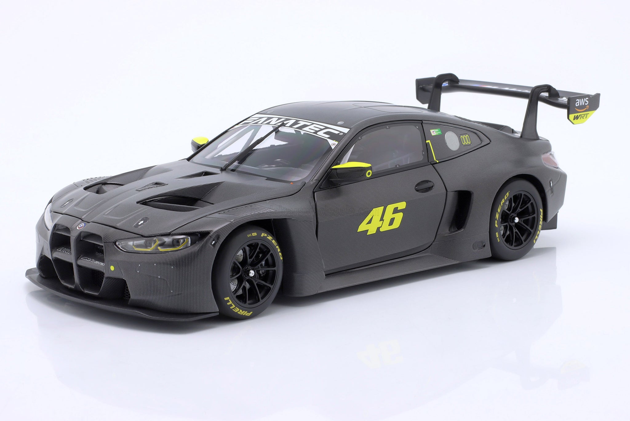 1:18 2024 Test Car Team WRT -- #46 Valentino Rossi BMW M4 GT3 -- Minic