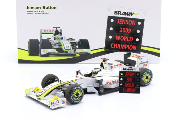 (Pre-Order) 1:18 2009 Jenson Button -- World Champion -- Brawn GP -- Minichamps F1