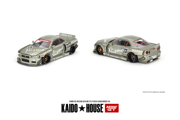 1:64 Nissan Skyline R34 GTR -- Kaido Works V4 -- KaidoHouse x Mini GT KHMG103