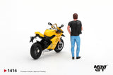 (Pre-Order) 1:64 Ducati Panigale V4 S w/ Figurine -- Giallo Yellow -- Mini GT MGT01414