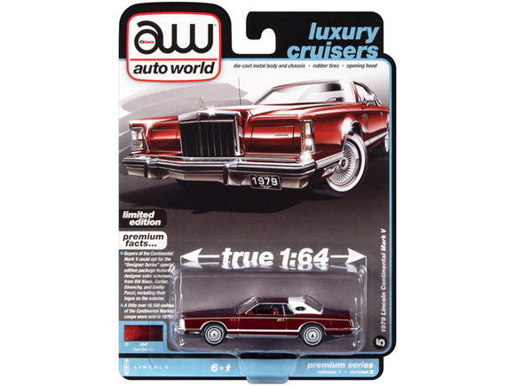 1:64 1978 Lincoln Continental Mark V -- Dark Red Metallic -- Auto World