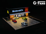 1:64 McDonalds Restaurant Parking Lot Diorama Display with LEDs -- G-Fans 710013