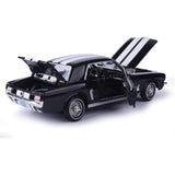 1:18 1964 1/2 Ford Mustang -- Black w/White Stripes -- MotorMax